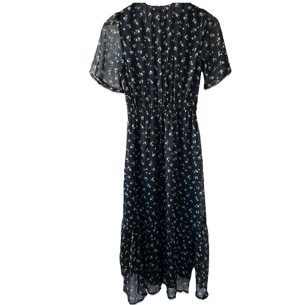 Abercrombie and Finch Floral Wrap Midi Dress Flutter Sleeves Black/White Size XX - Picture 6 of 6